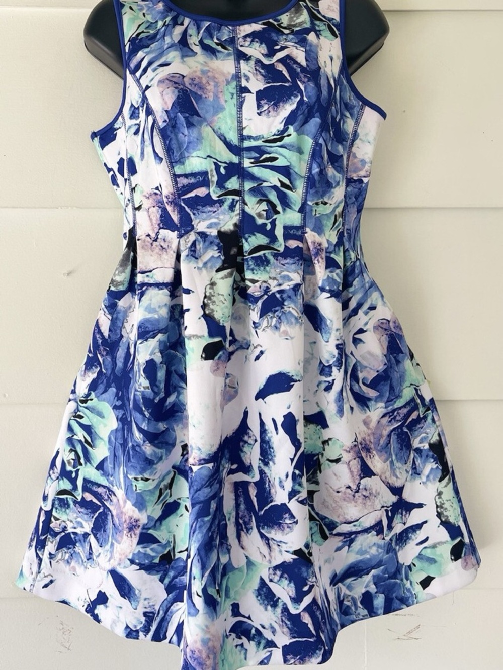Apt. 9 Blue White Floral Knee Length Dress Pockets Summer Lightweight Casual
